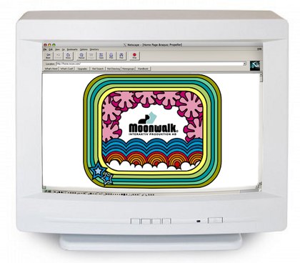 Moonwalk website on a vintage computer